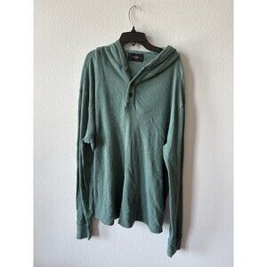 Lucky Brand Men’s Green Long Sleeve Venice Burnout Henley Hoodie, Size XL,